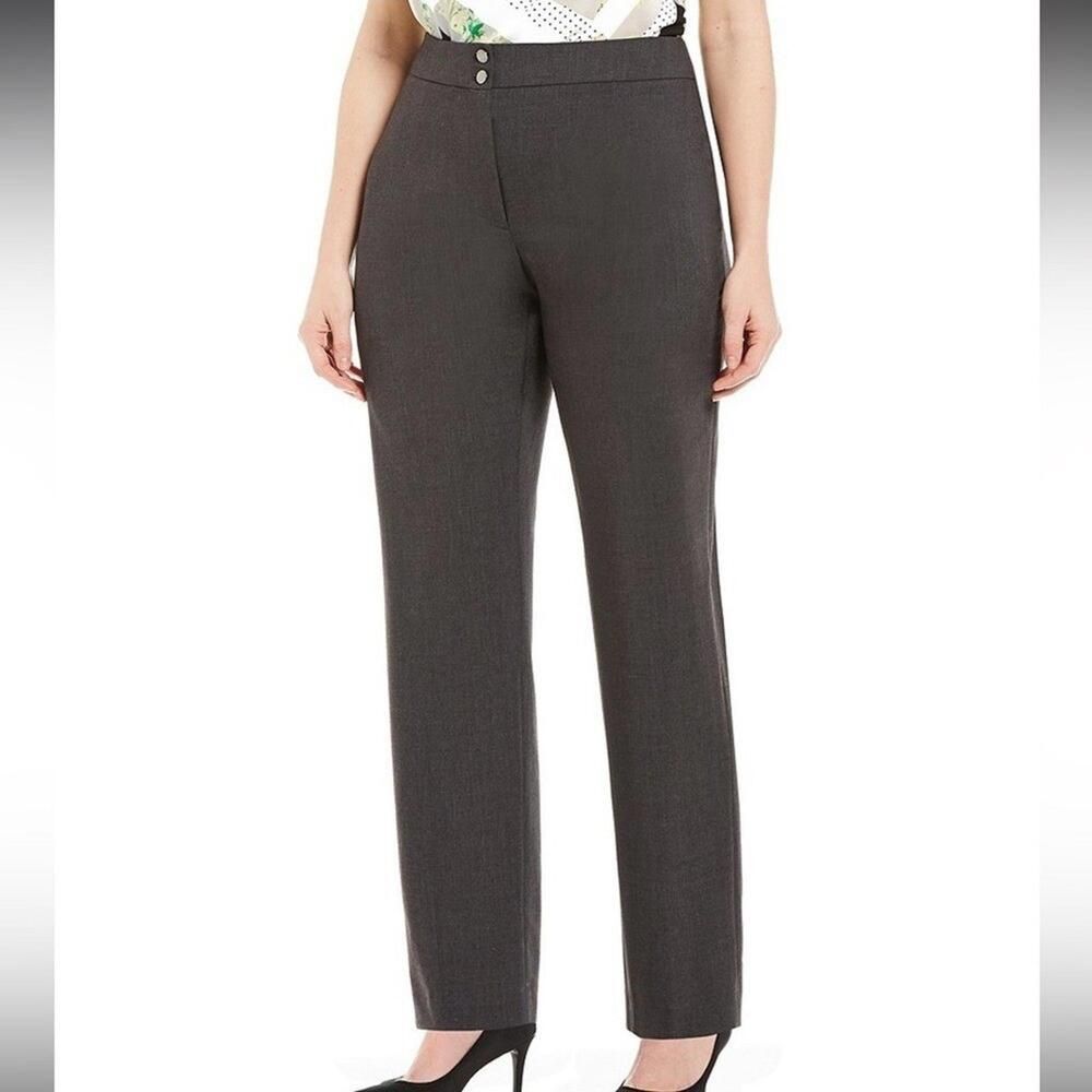 Calvin Klein Traditional 24W Gray Dress Pants, Career Work Plus Size Petite - Picture 2 of 5